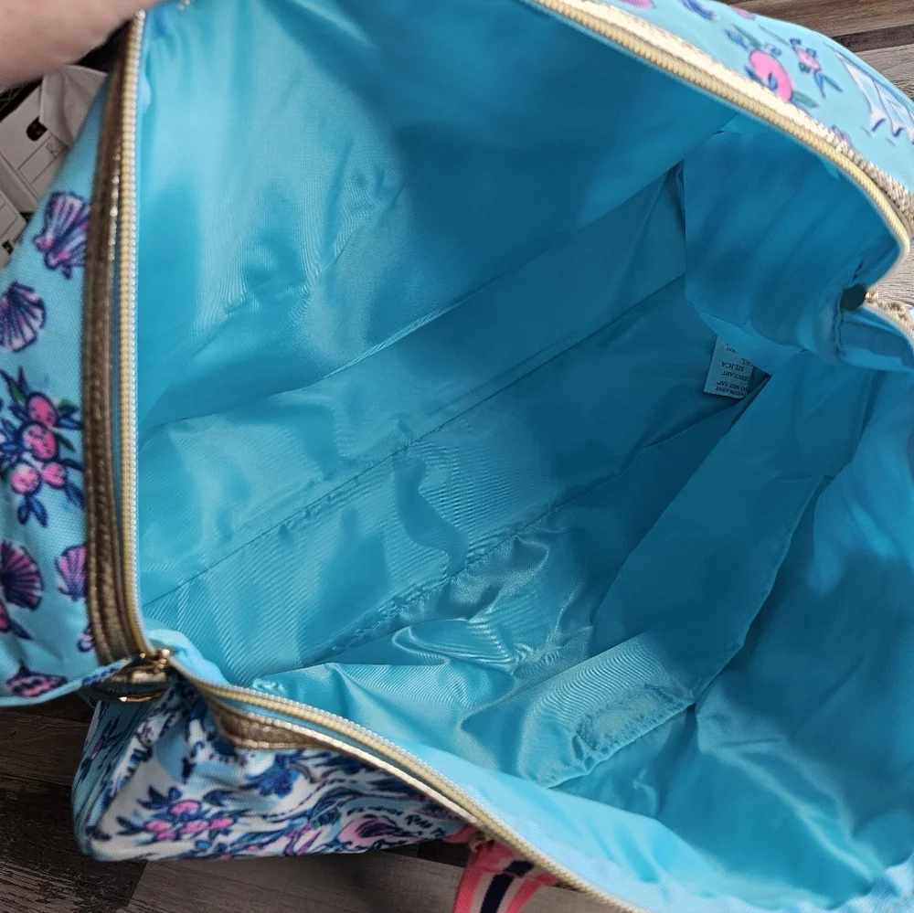 Lilly Pulitzer Amalfi Blue Lilly's Roadtrip Florida Print Tote Bag NWOT
